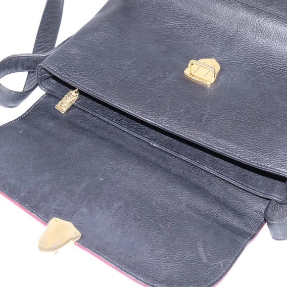 SAINT LAURENT Shoulder Bag Leather Black Gold Auth 148350 - Picture 10 of 16